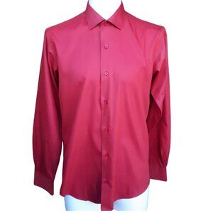 Alberto Cabale SZ M Slim Fit Red Chintz Men's Button Up Shirt